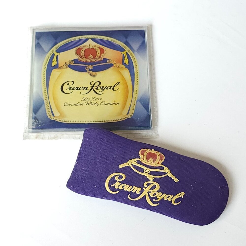 CROWN ROYAL De Luxe Canadian Whiskey Glass Coaster and Neoprene Slip Case Cover